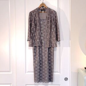 ALEX EVENINGS Muted Lavender Lace Dress & Jacket 12